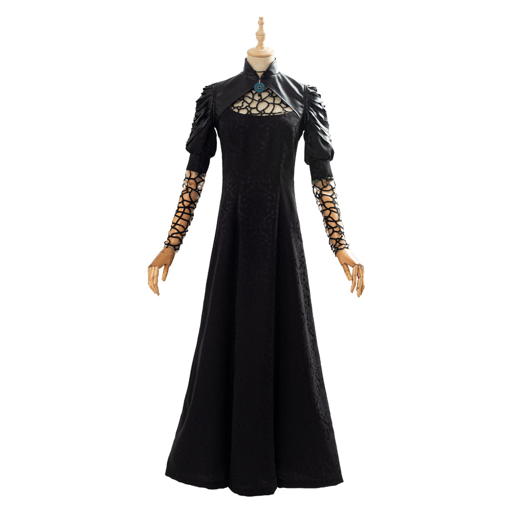 Yennefer Cosplay Costume Black Party Long Dress Cape Women female Halloween Carnival Costumes Adult Outfit alx