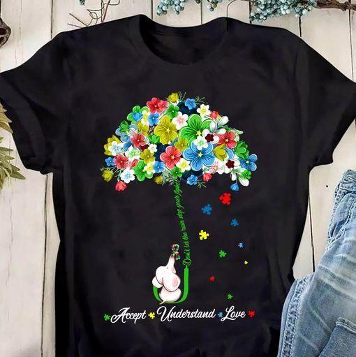 Autism Elephant Accept Understand Love T Shirt Hoodie Sweater Plus Size S-5Xl