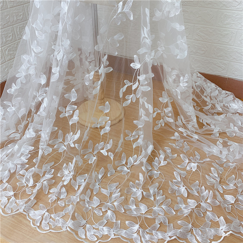 3 Yard 130CM Width Fashion Dress Top Quality Off White Gorgeous Embroidered French Lace Fabric Sequins Bridal Lace Fabric alx