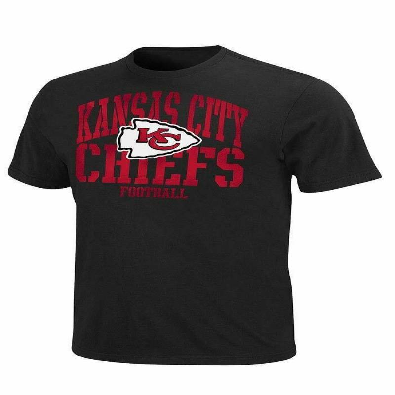 Majestic Kansas City Chiefs Black Fantasy Leader Short Sleeve Men And Women T Shirt S-5Xl