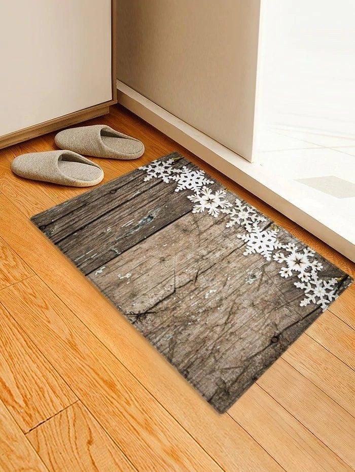 Christmas Snowflakes Wood Clh071033D Doormat