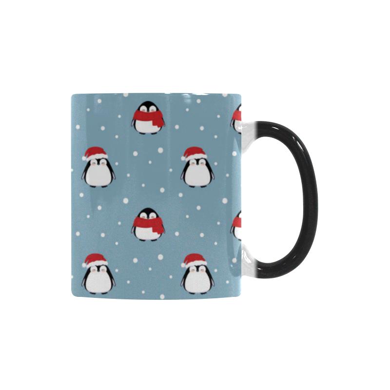 Cute penguin christmas snow pattern Morphing Mug Heat Changing Mug