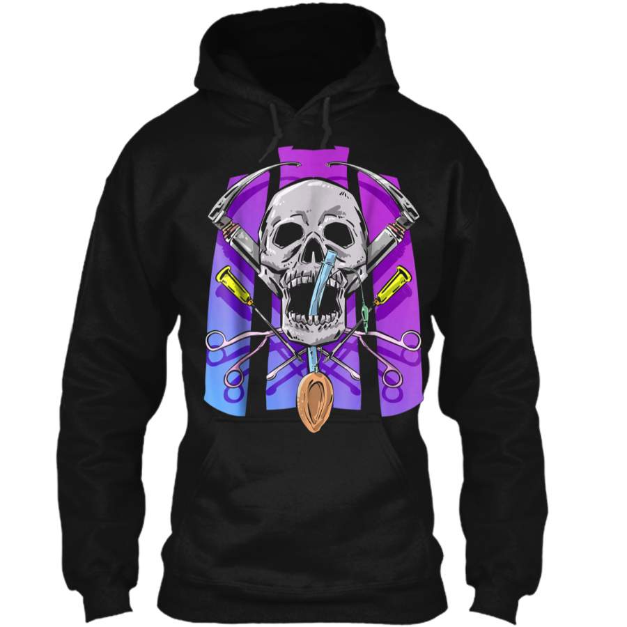 Anesthesia Halloween or Dia De Los Muertos Medical  Pullover Hoodie 8 oz