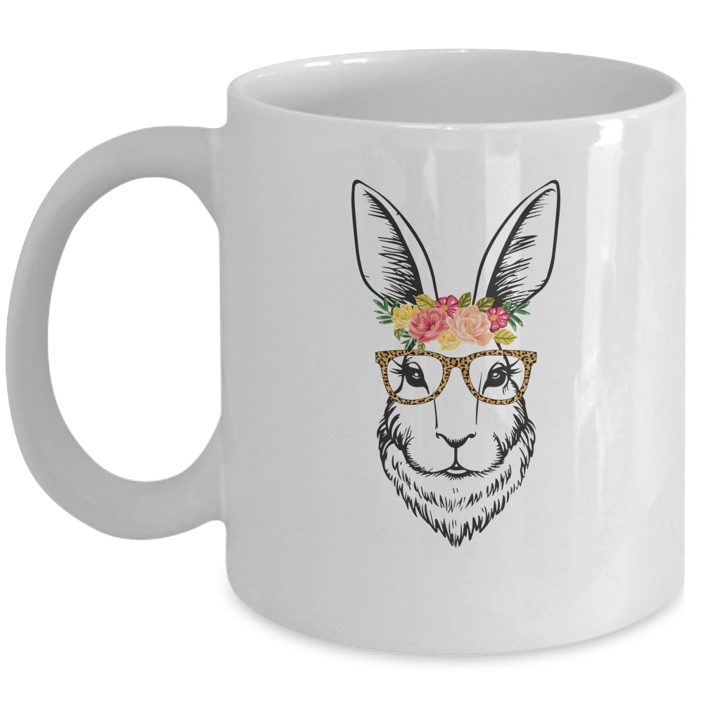 Women Teen Girls Easter Bunny With Glasses Leopard Mug