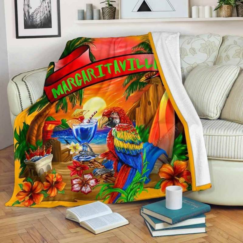 Margaritaville Orange Parrot Beach Premium Fleece Blanket