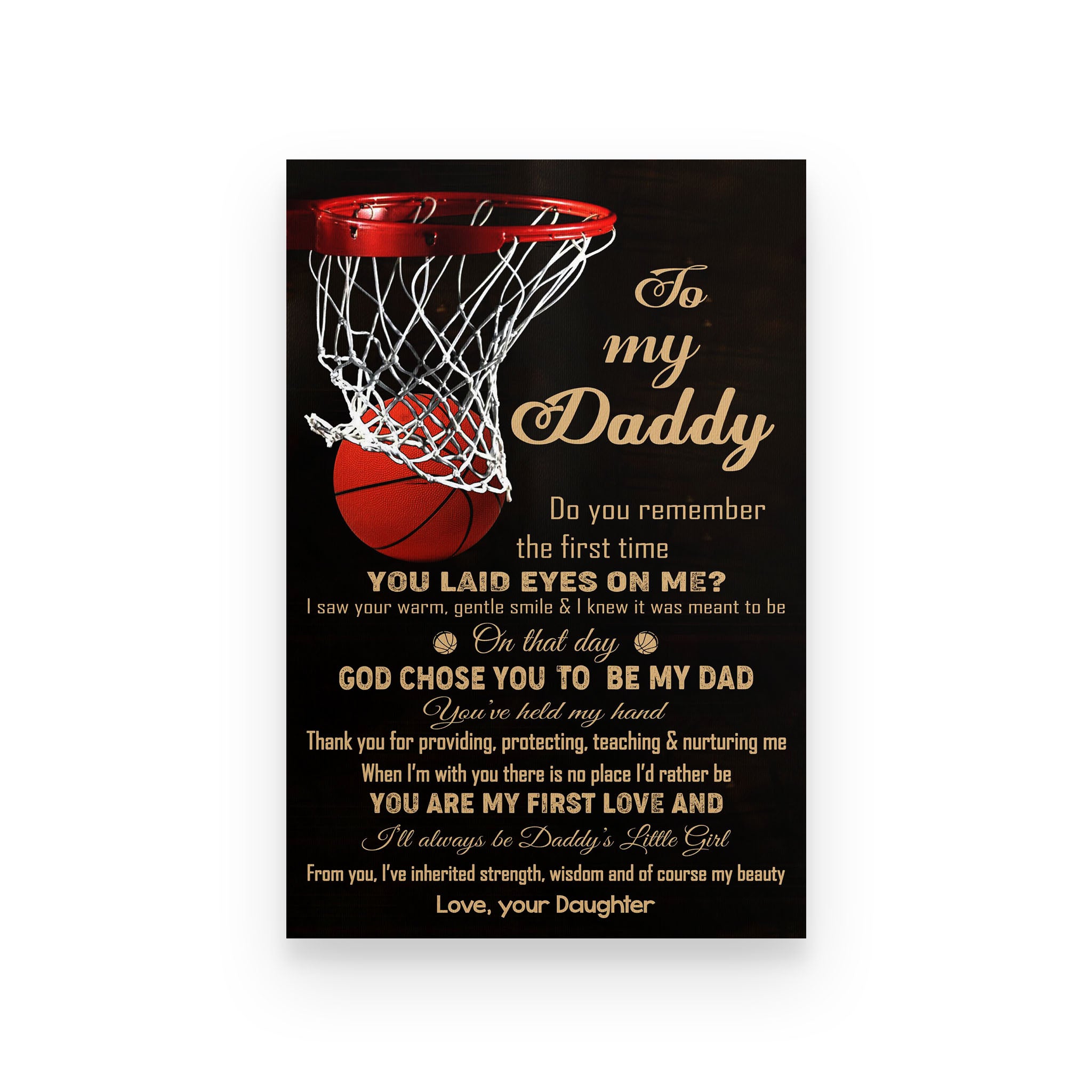 basketball poster daughter to daddy  on that day god chose you to be my dad