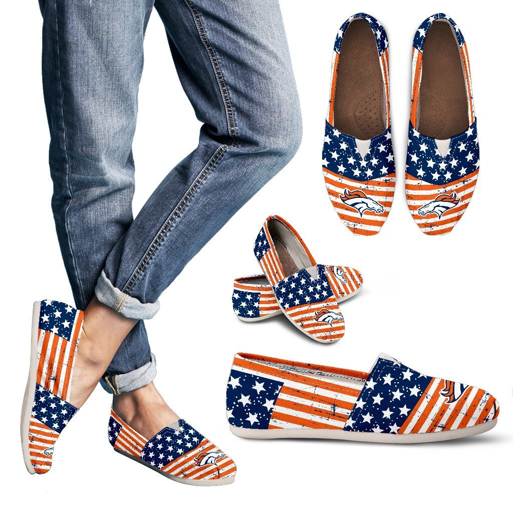 Vintage Star America Flag Denver Broncos Women Casual Shoes