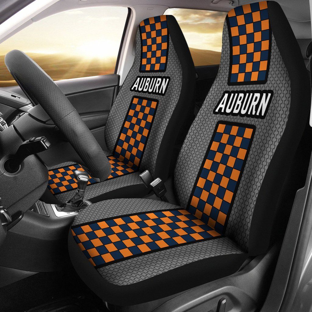 Auburn Tigers War Eagle Split Checkered Football Micro Fiber Auburn University Auto Seat Covers