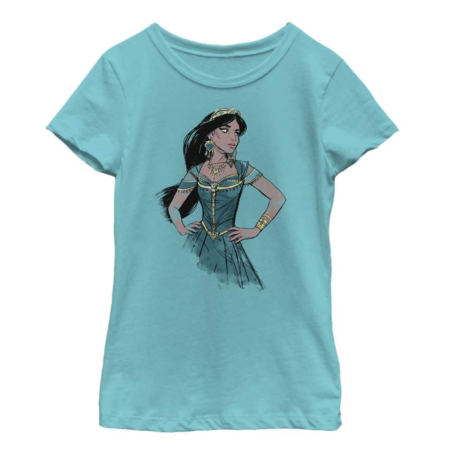 Aladdin Girl’s Jasmine Sketch Profile T-Shirt