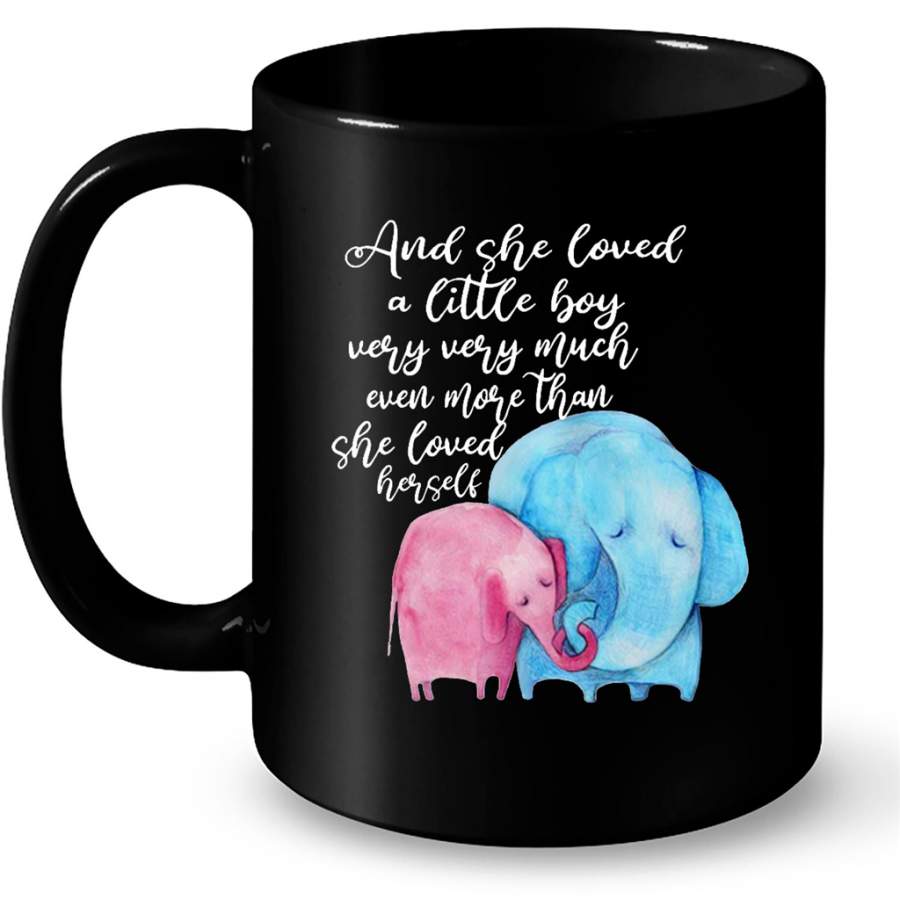 And She Loved A Little Boy Very Very Much Even More Than She Loved Herself, Elephant Design, Mother’s Day Gift A – Full-Wrap Coffee Black Mug