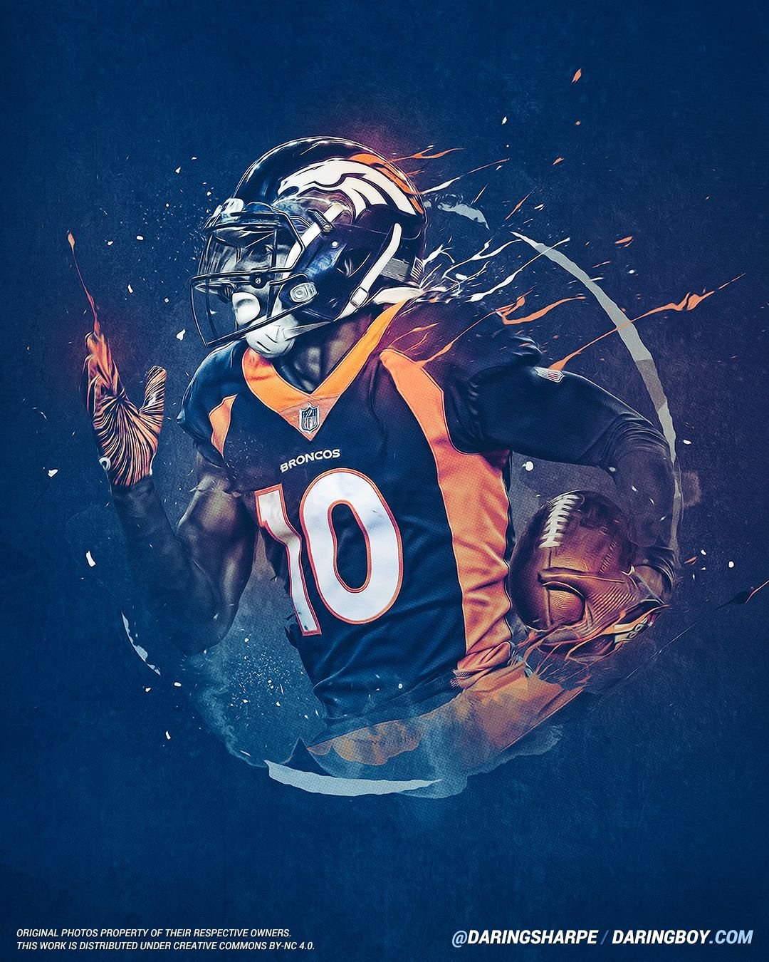 Denver Broncos Emmanuel Sanders #10 Poster For Fans poster canvas