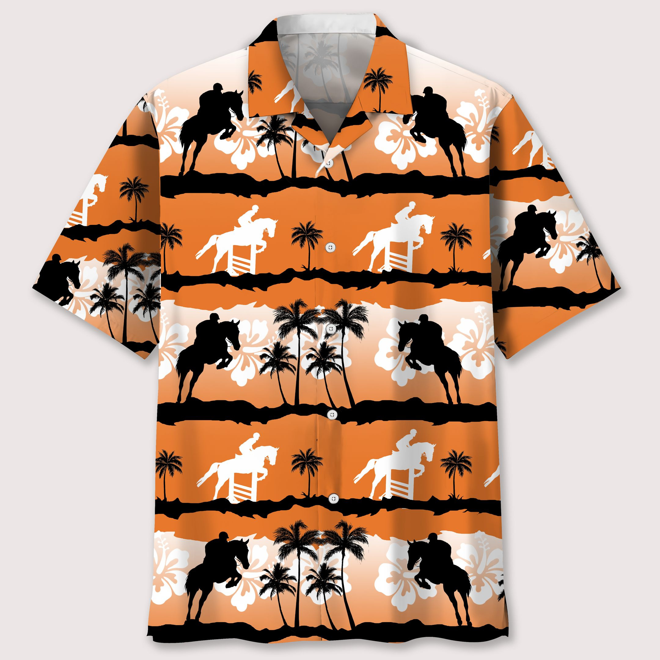 Show Jumping Sunset Hawaiian Shirt Ha42436