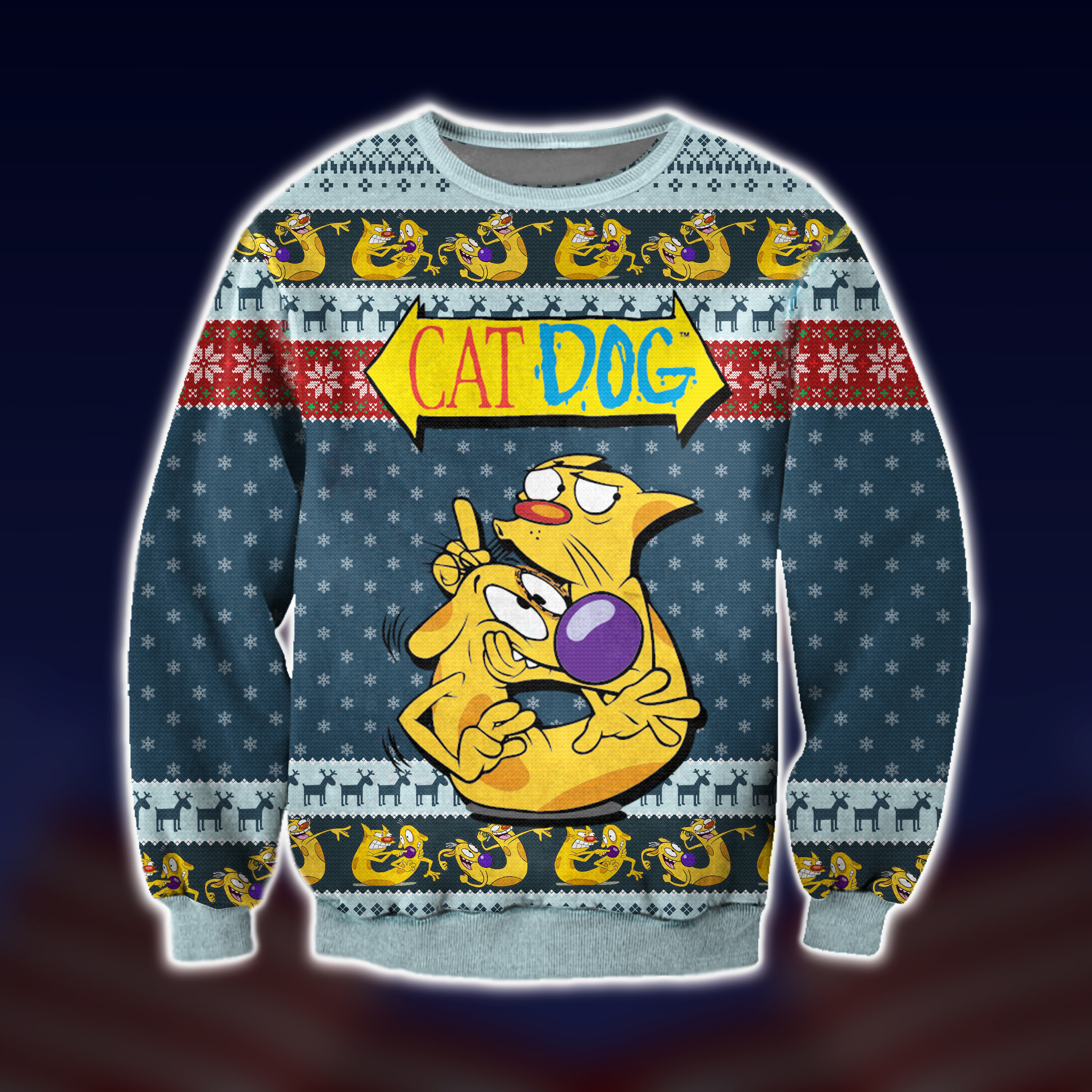 Cat Dog Nickelodeon Ugly Christmas Sweater