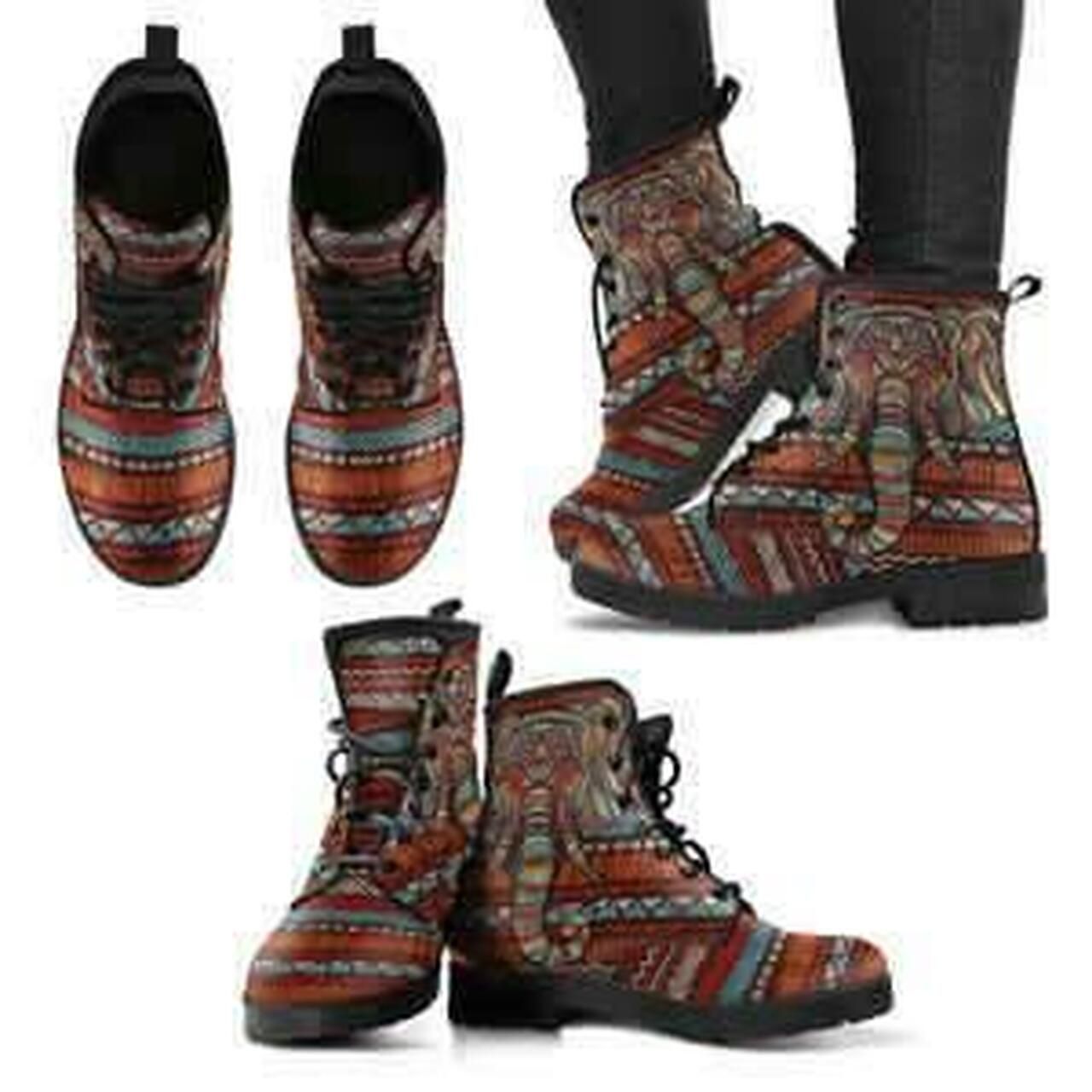 Bohemian Elephant Handcrafted Leather Boots Fashion Women Boots Shoes Shoes5067