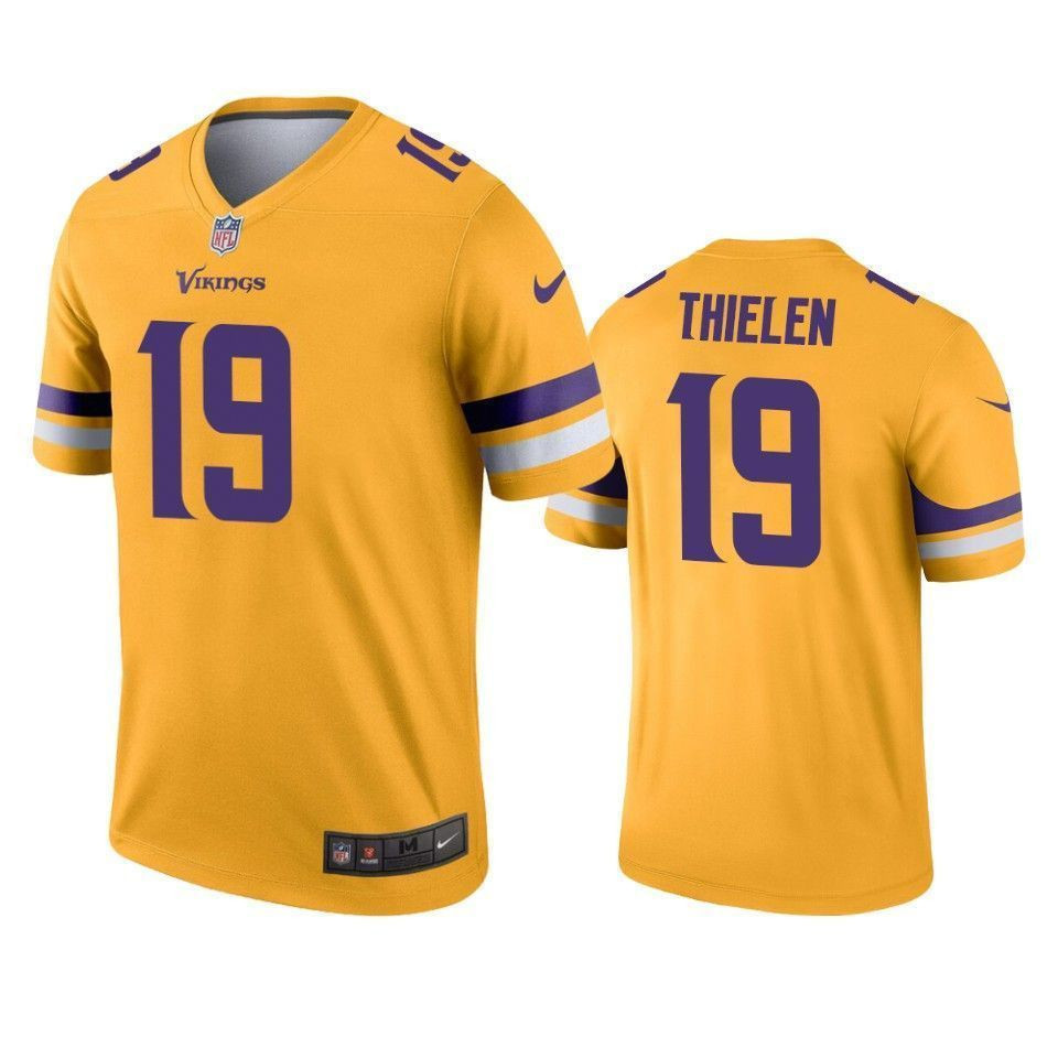 Minnesota Vikings Adam Thielen Gold Inverted Legend 3D Jersey