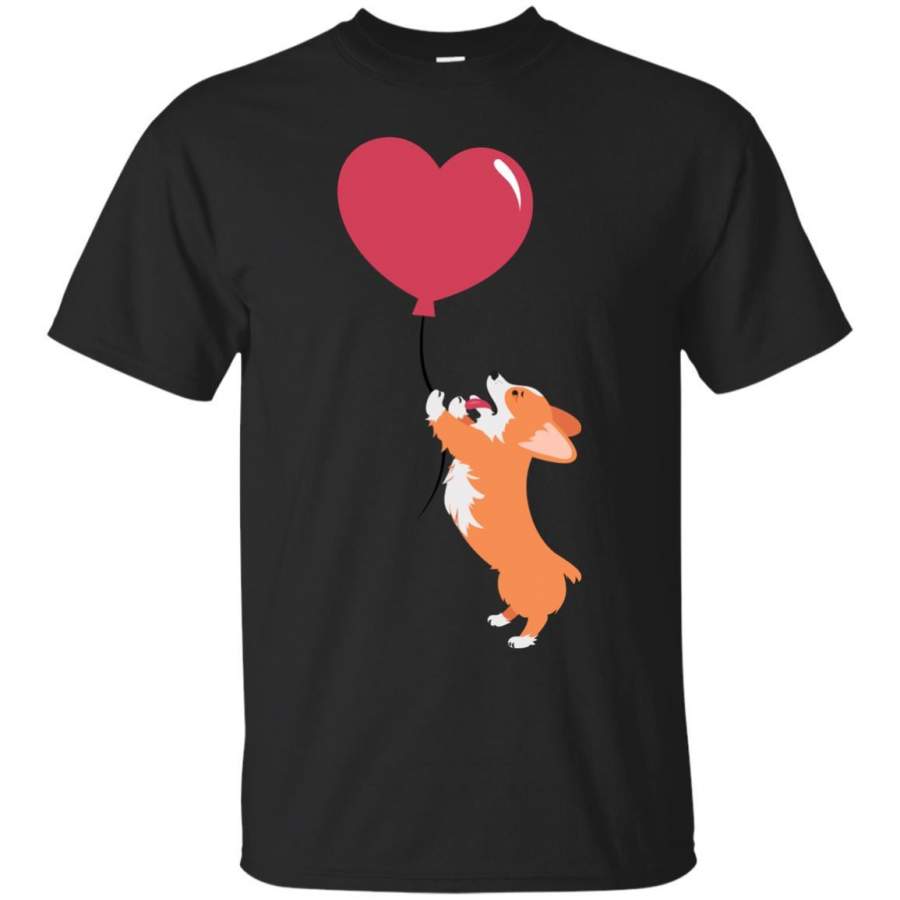 Little Corgi Puppy Dog Holding A Valentines Balloon For You T Shirt