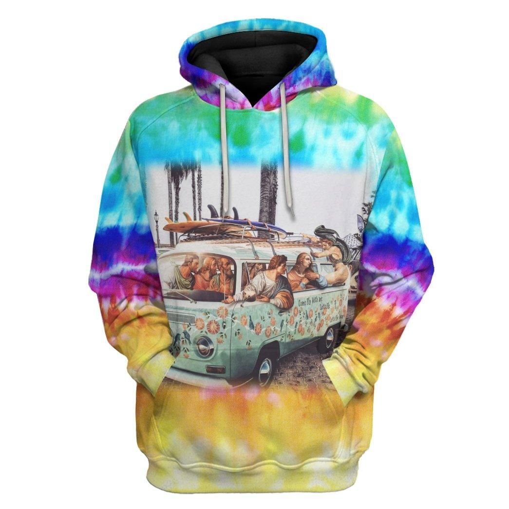 Gearhumans 3D Vintage Surf Van Hippie Custom Hoodie Apparel