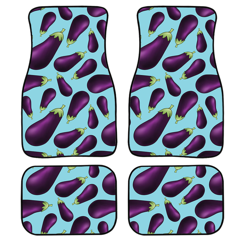 Purple Eggplant Pattern Print Front And Back Car Floor Mats, Front Car Mat