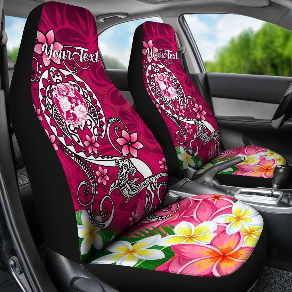 Tonga Custom Personalised Car Seat Covers – Turtle Plumeria (Pink) – BN18