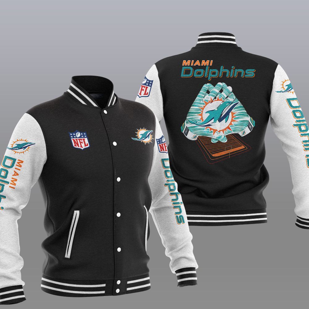 Miami Dolphins Black Baseball Jacket