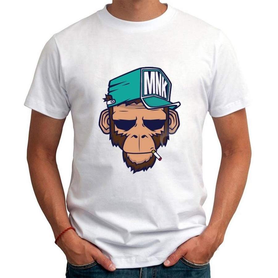 New Style Men Short Sleeve T-Shirt Mnk Monkey Printing Casual Tshirt Tops Summer Men O-Neck Print T-Shirts Clothes