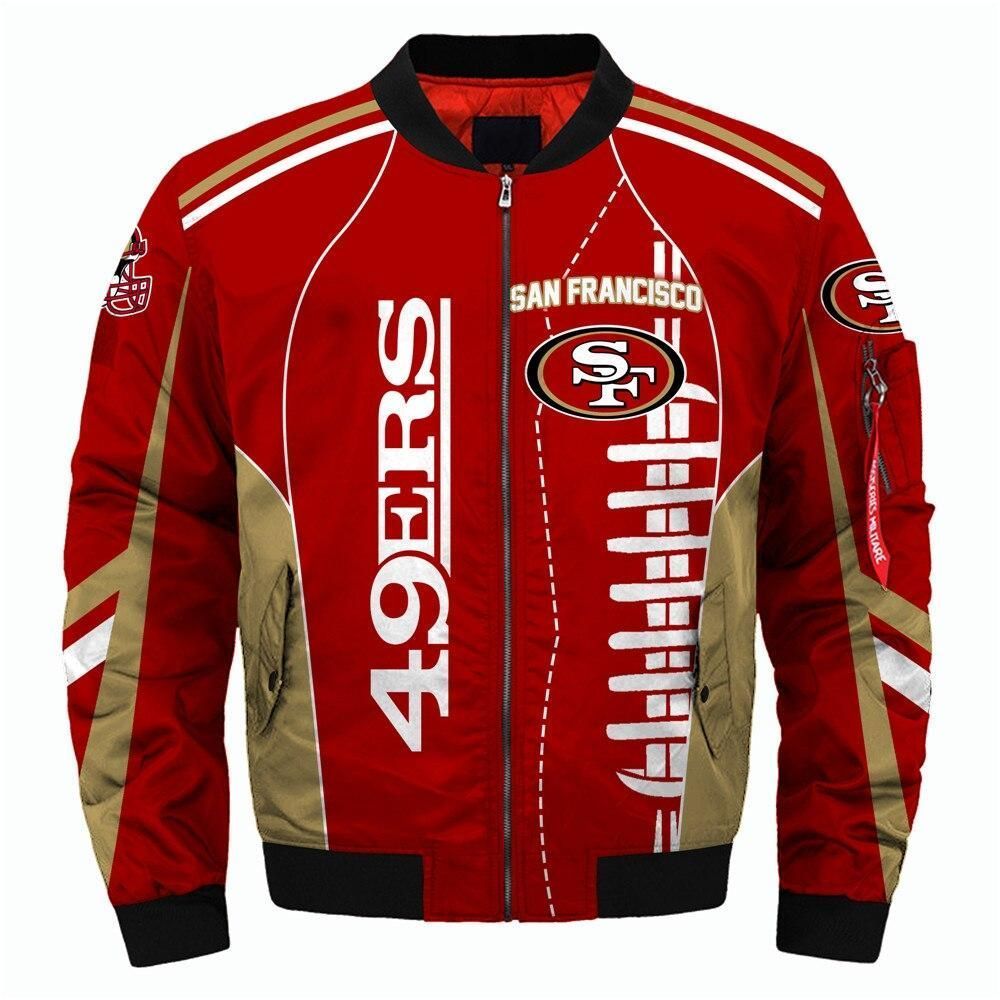 Geometric Line San Francisco 49ers 3d Printed Unisex Bomber Jacket