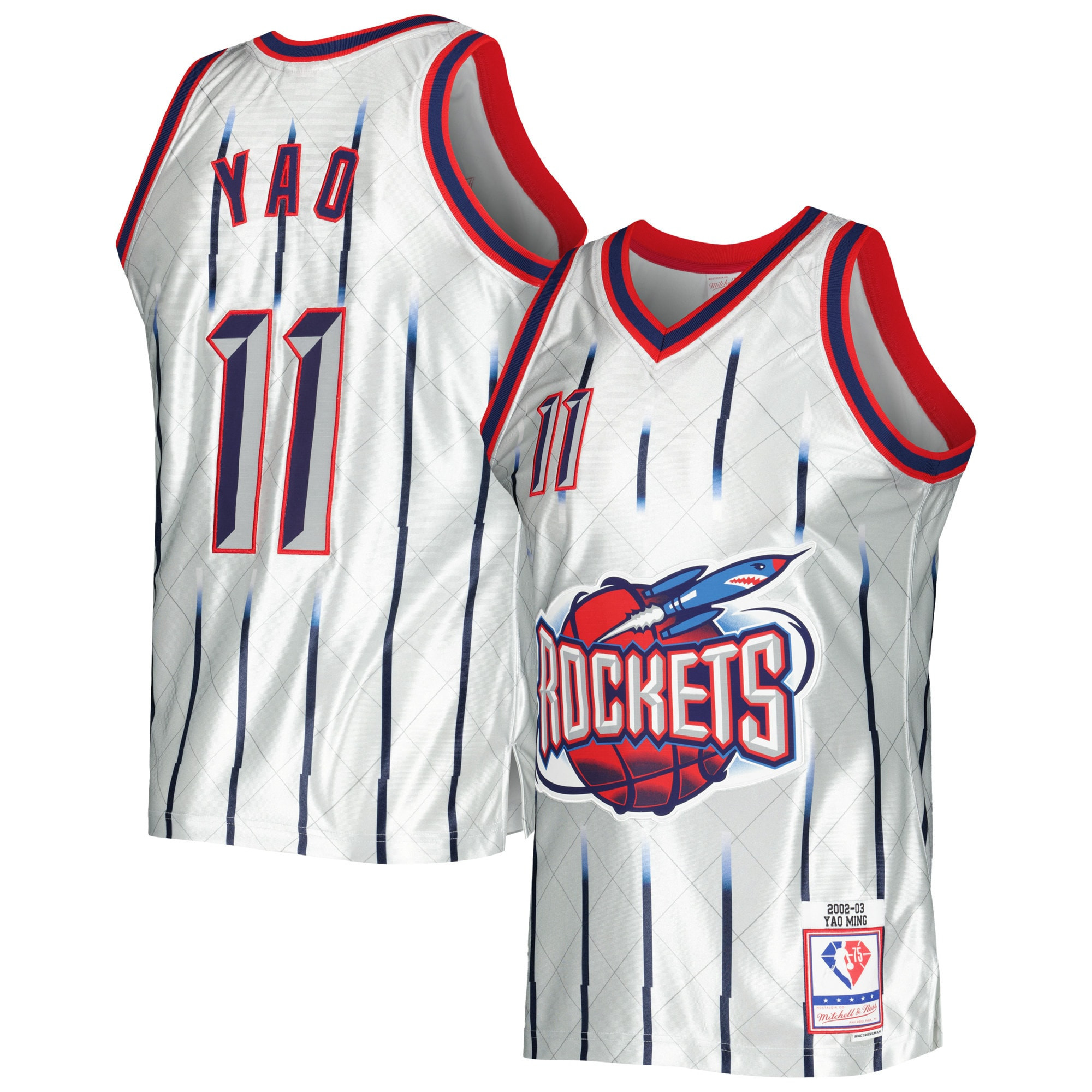 Yao Ming Houston Rockets Mitchell & Ness 2002-03 Hardwood Classics 75th Anniversary Swingman Jersey – Platinum NBA