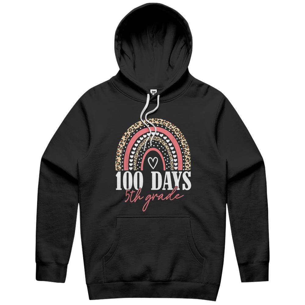 100 Days Smarter Happy 100Th Day Of School Rainbow 5Th Grade Hoodie