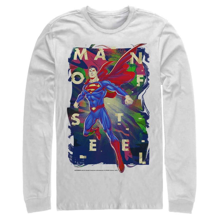 Superman Men’s Man of Steel Rainbow  Long Sleeve Shirt