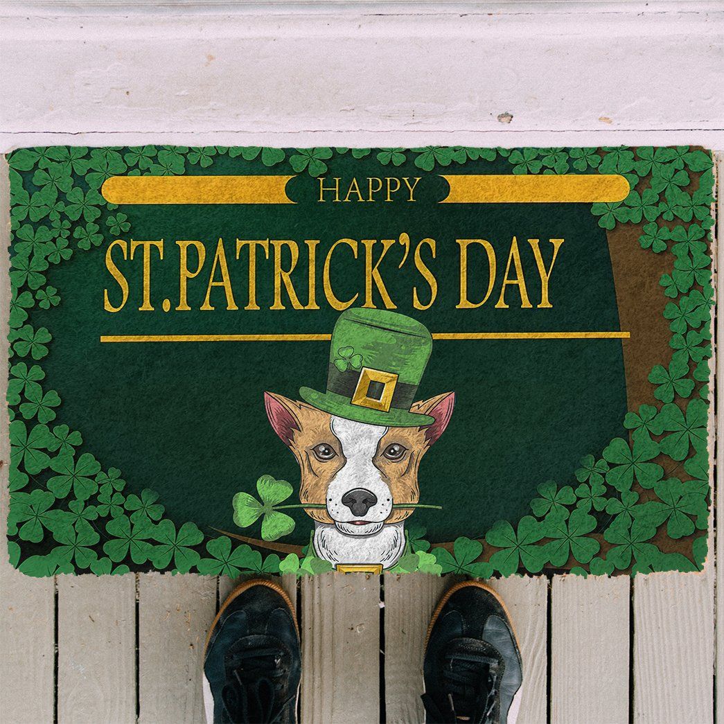 3D Happy St Patrick Day Beagle Custom Doormat