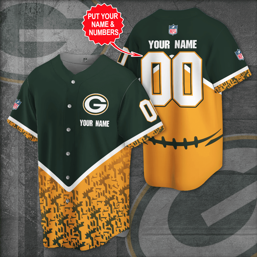 Personalized Green Bay Packers Professional Football Team All Over Print 3D Baseball Jersey-Green