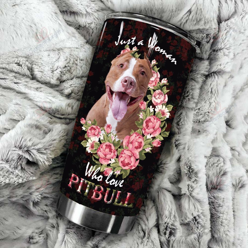 Personalized Pitbull Flower Just A Woman Tumbler