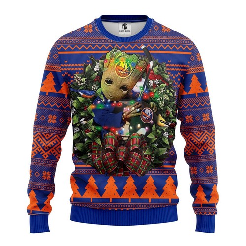 New York Islanders Groot Hug Christmas Gift For Fan Ugly Wool Sweater Christmas