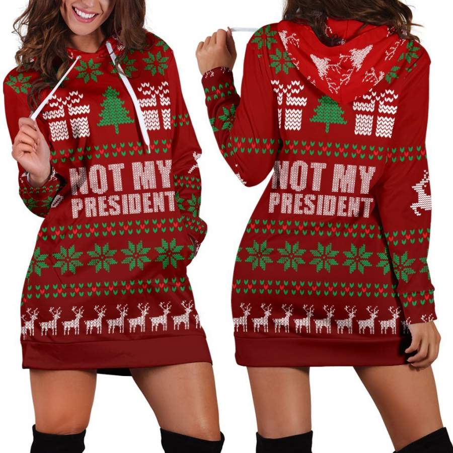 Ugly Christmas Sweater Hoodie Dress – Not My President