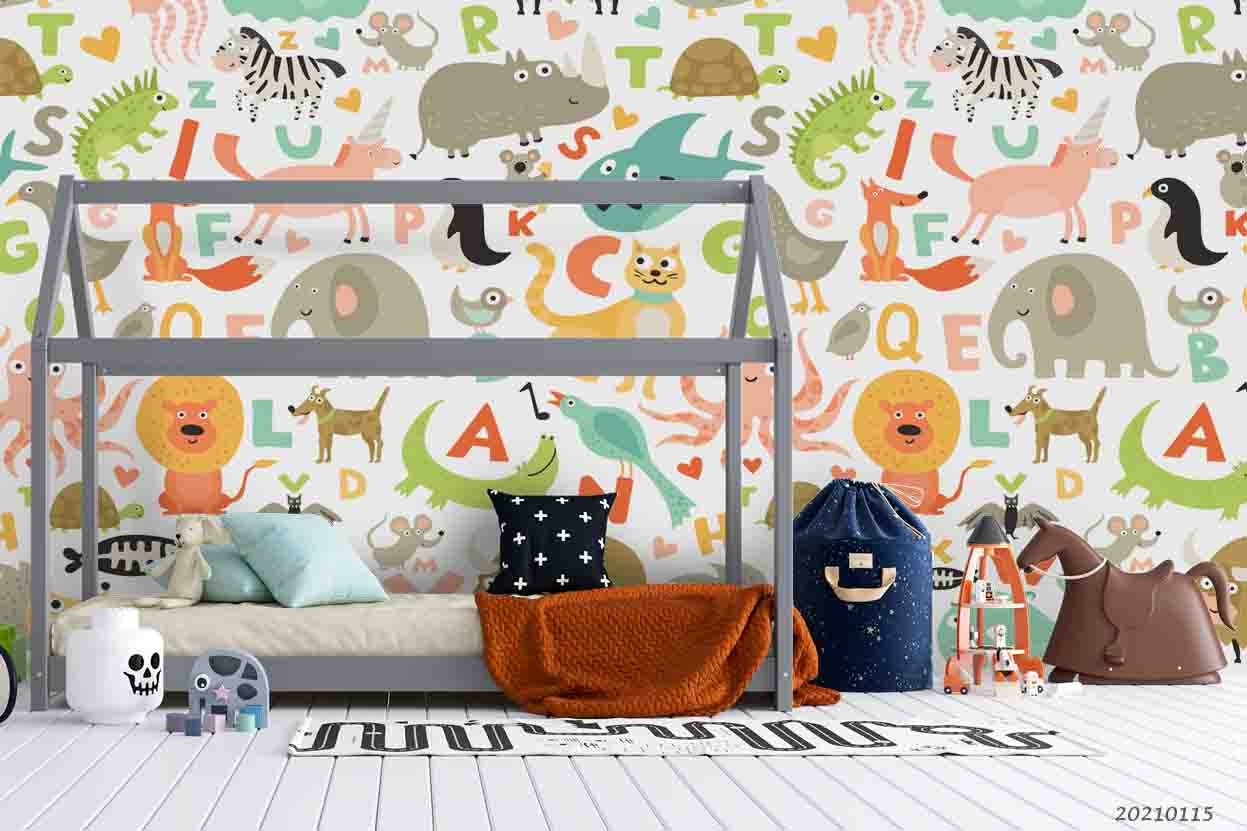 3D Cartoon Color Animal Wall Mural Wallpaper Lqh 39