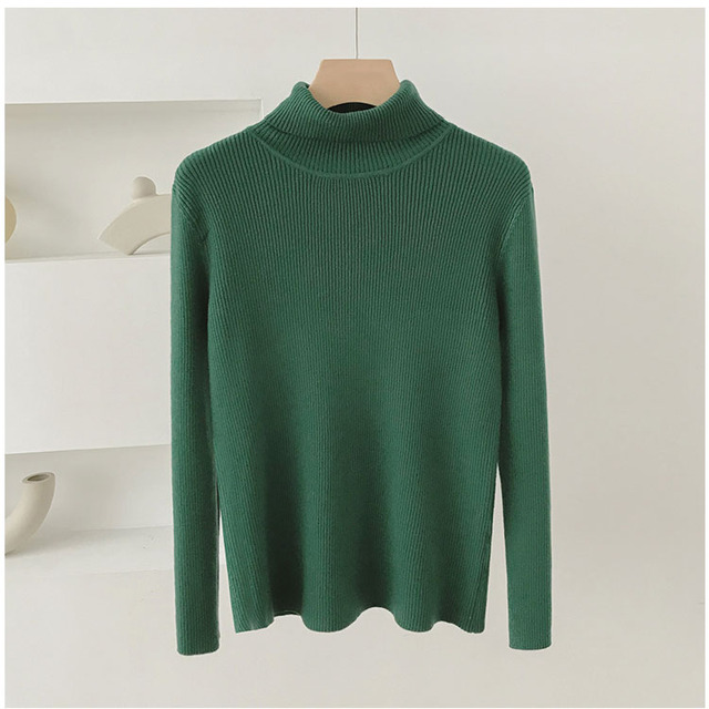 2021 Knitted Women turtleneck Sweater Pullovers spring Autumn Basic Women high neck Sweaters Pullover Slim female cheap top alx