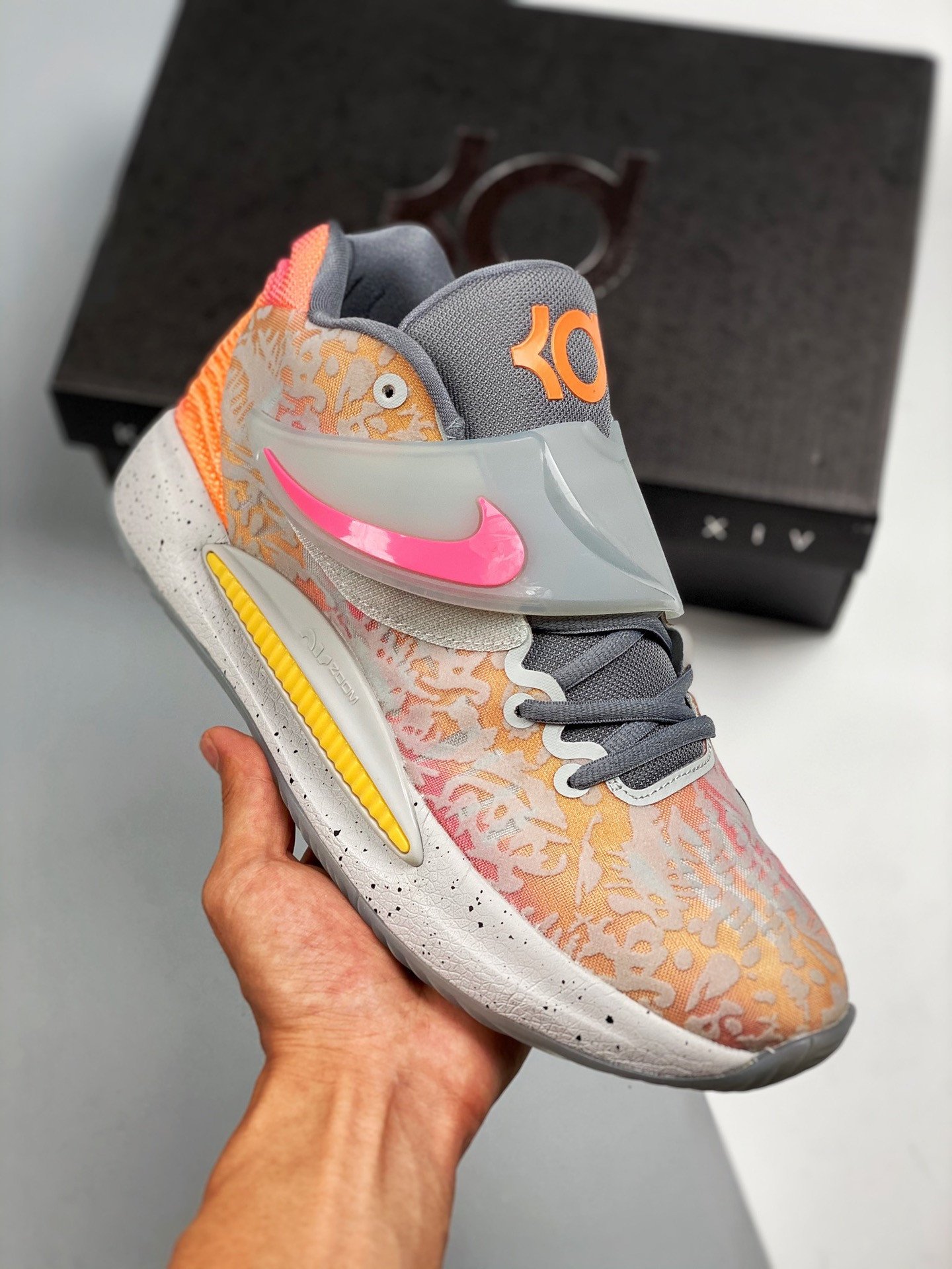 Nike KD 14 Orange Grey White 5338592