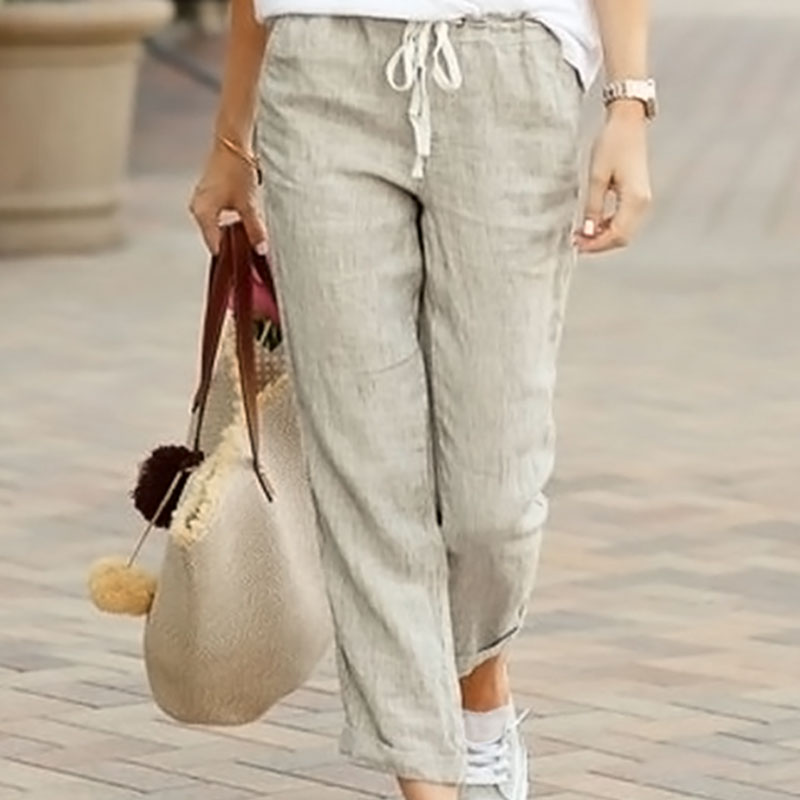 Spring Summer Cotton Linen Pants Large Size Women Trousers Solid Casual Loose Linens Ankle-Length Pants Female Harem Pants Women alx