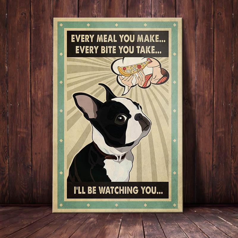 Boston Terrier Dog Canvas And Poster I’ll Be Watching You | Art Print | Home Decor | Room Decor | Wall Art