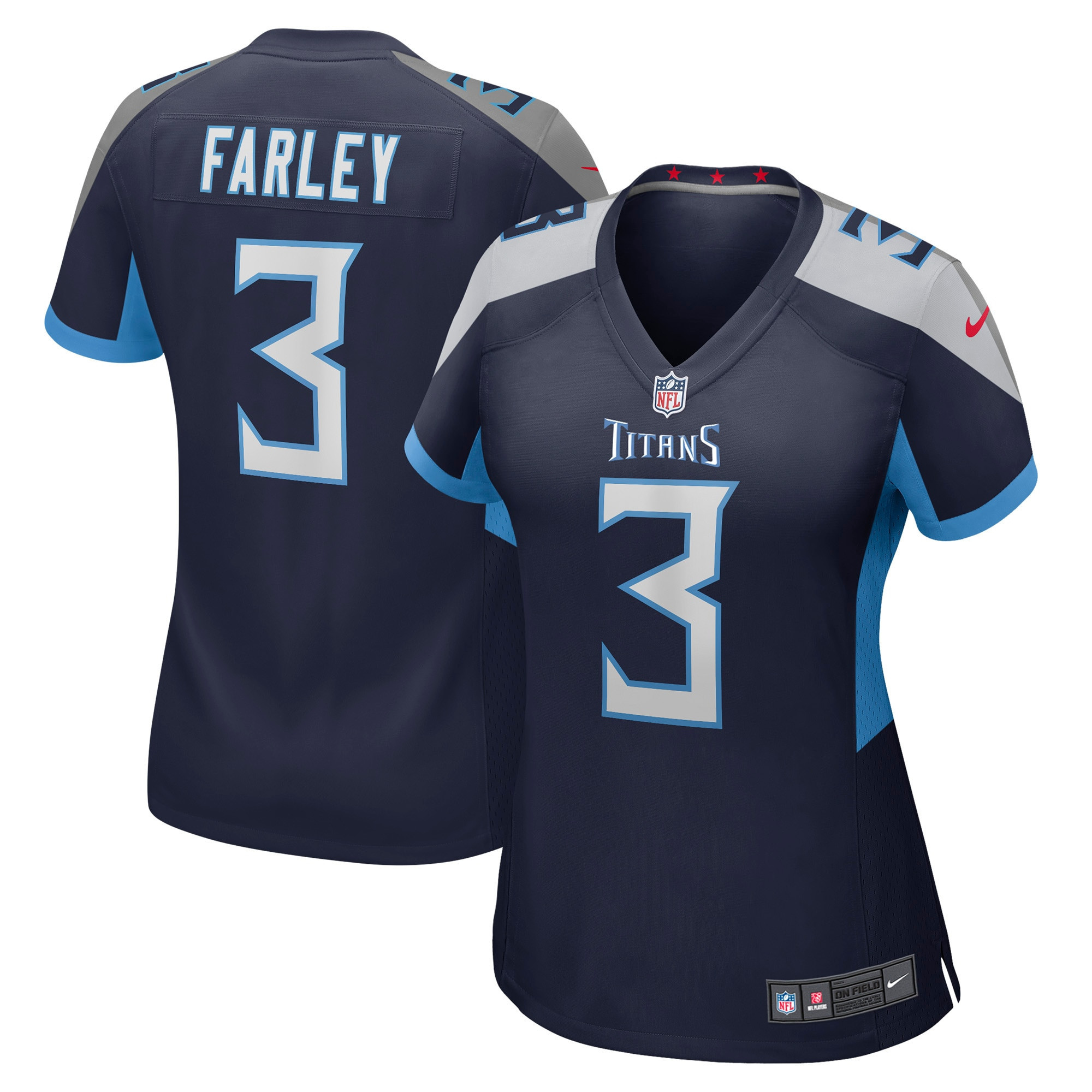 Caleb Farley Tennessee Titans Womens Game Jersey – Navy NFL