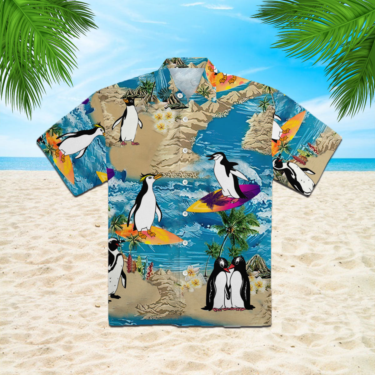 Oragontee Penguin On Beach Hawaiian Shirt | For Men & Women | Adult | Hw3903