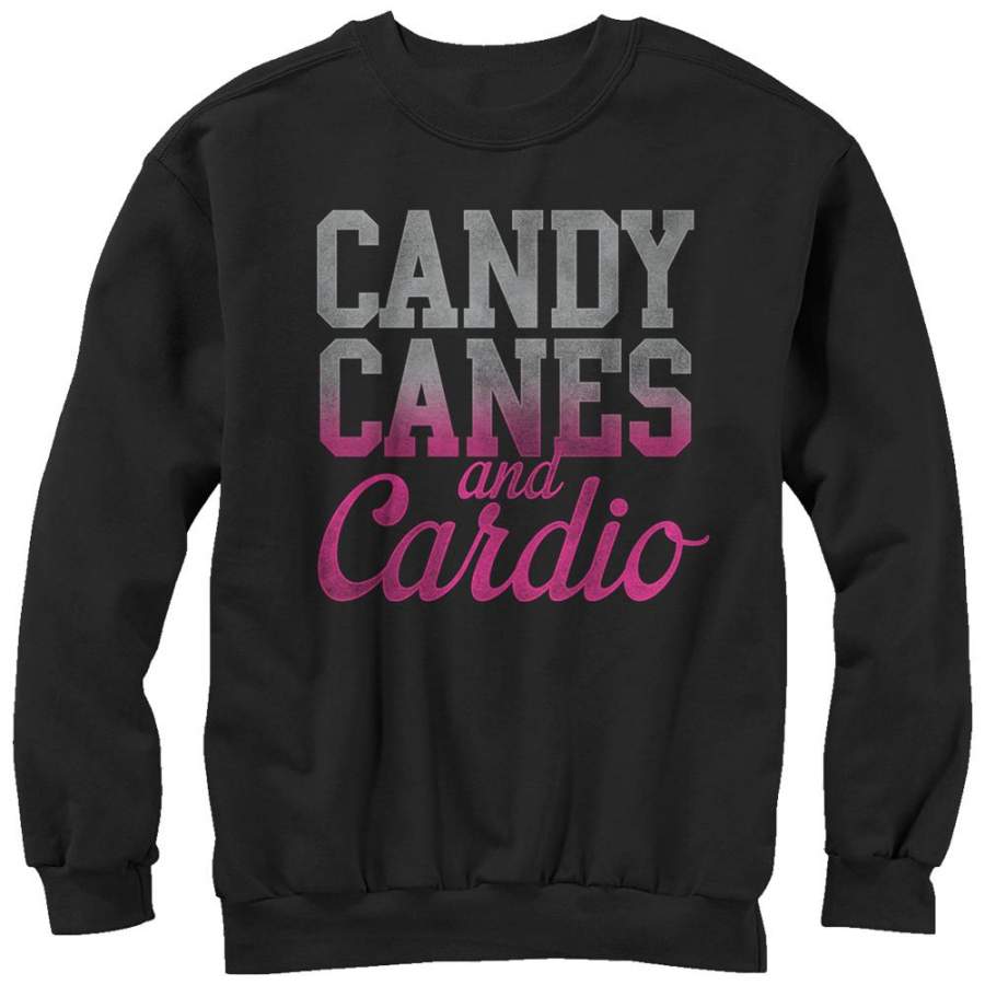 CHIN UP Women’s Christmas Candy Cane Cardio  Sweatshirt Black