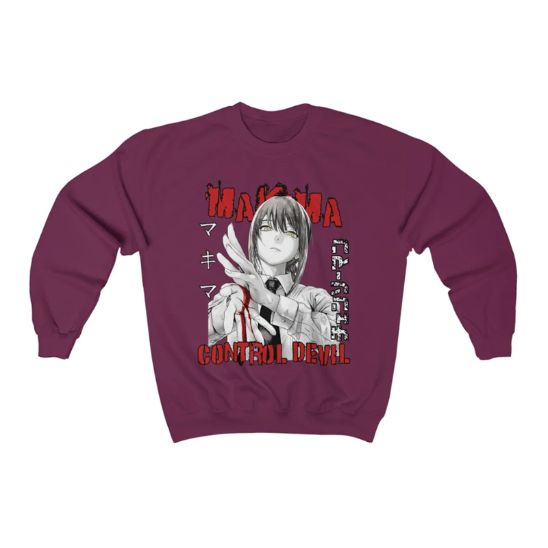 Chainsaw Man Makima Eyes Women Hoodies Sweater Japanese Manga Anime Denji Aki Sweatshirt Long Sleeve Kawaii Power Sweatshirt alx