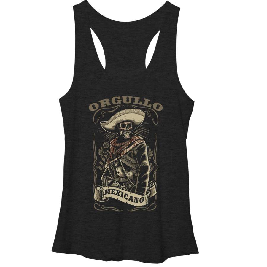 Aztlan Women’s Orgullo Mexicano  Racerback Tank Black Heather S