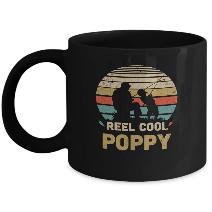 Vintage Father’s Day Gift Reel Cool Poppy Fishing Mug