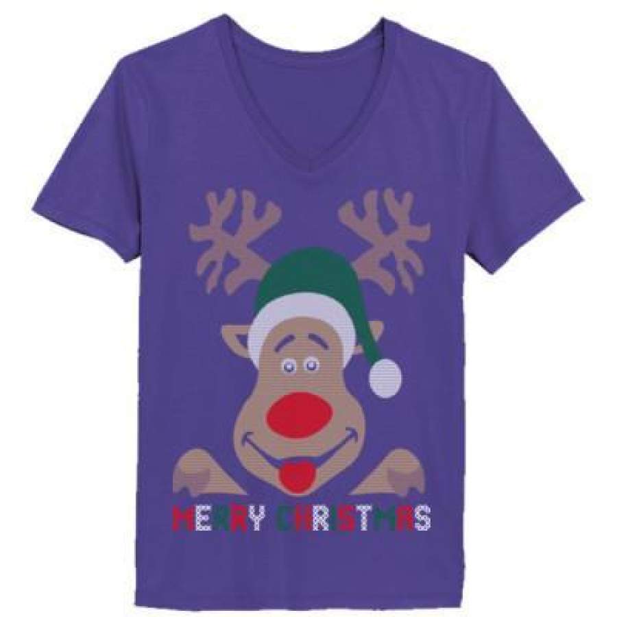 AGR Merry Christmas Ugly Sweater – Ladies’ V-Neck T-Shirt