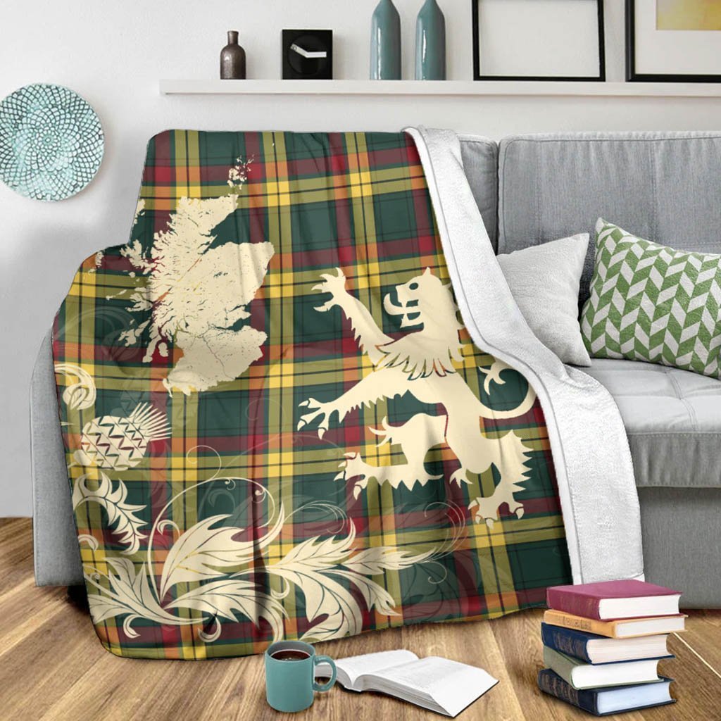 Tartan Blanket Macmillan Old Modern Tartan Scotland Lion Thistle Map Plaid Blanket