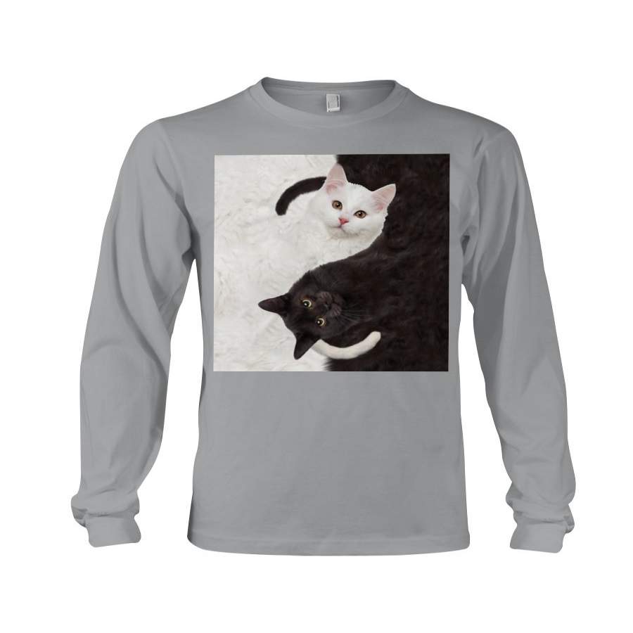 Black And White Couple Of Cats For Cat Lovers Unisex Long Sleeve