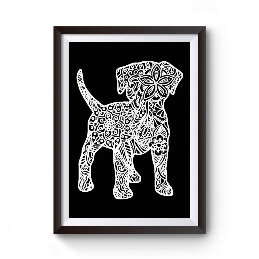 Puppy Dog Graphic Zendoodle Kid Original Drawing Poster