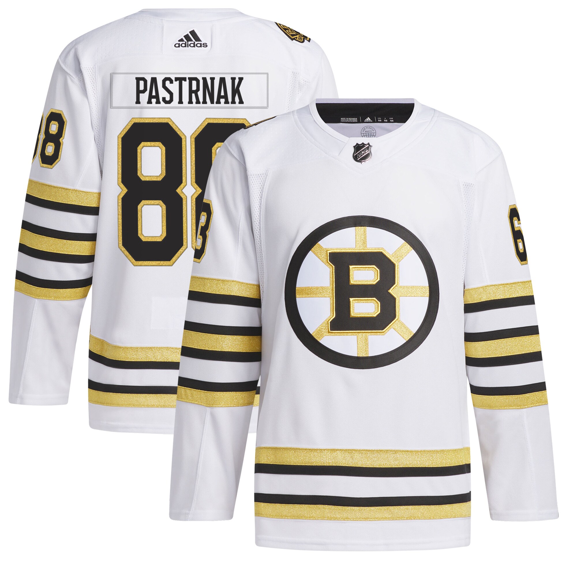 Men's Boston Bruins David Pastrnak adidas White Primegreen Authentic Pro Player Jersey